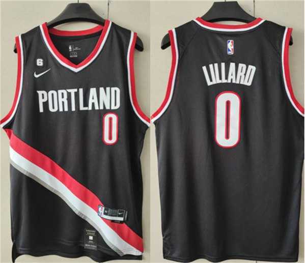 Men's Portland Trail Blazers #0 Damian Lillard Black With No.6 Patch Stitched Basketball Jersey,We sell and wholesale Men's Portland Trail Blazers #0 Damian Lillard Black With No.6 Patch Stitched Basketball Jersey on line form chian!